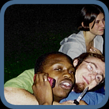 I'm the one holding the switchblade! My girlfriend is behind me. The guy who I'm mugging is my buddy Tshifhiwa